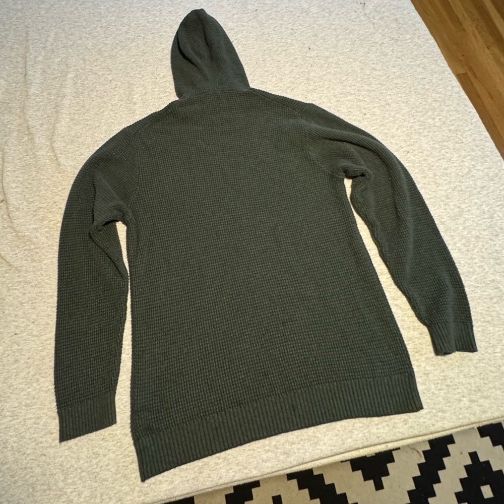 Marine Layer Waffle Knit Wool Cotton Blend Pullover Hoodie Green XL - Picture 7 of 15